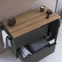 Ver imagem 6 de Gabinete de Banheiro Suspenso 80cm Grafite e Mel com Toalheiro 2 Portas e 1 Gaveta Bh8020