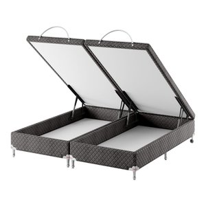Base Box Baú Bipartido Queen Spubio Incofal Marrom 158x198x40cm