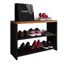 Ver imagem 1 de Sapateira Safira Organizadora Calçados Decoração Quarto Hall Entrada Banquinho - Preto/freijó - Rpm