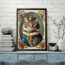 Ver imagem 2 de Quadro Vintage - Gatinha Rainha 45x34cm:madeira Preta