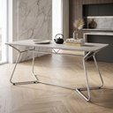 Ver imagem 1 de Mesa de Jantar Retangular 180x75,5cm Vareta Branco/Cromada
