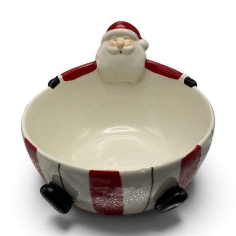 Bowl Natalino em Porcelana Papai Noel para Doces e Petiscos a: 12cm L: 15cm C: 17cm