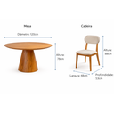 Ver imagem 5 de Conjunto Sala de Jantar 4 Lugares Marrocos Madeira Maciça Mesa Conne e Cadeiras Linho Creme