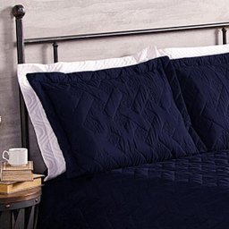 Cobre Leito Clean Casal 100% Poliéster 3 Peças Azul Marinho - 2