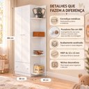 Ver imagem 3 de Guarda-Roupa Infantil com 2 Portas e 1 Gaveta 80cm Confete Multimóveis MP4868 Branco