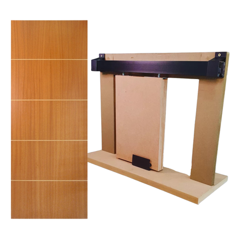 Kit Porta Madeira Frisada 4009 - 80x210 + Trilho Correr 1,60 Preto + Brinde