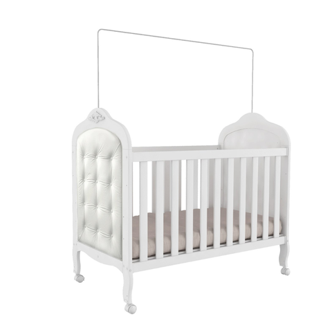 Kit Peroba Berço Elô Branco + Capitonê Corino Branco Incluso