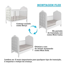 Kit Peroba Berço Elô Branco + Capitonê Corino Branco Incluso - 2