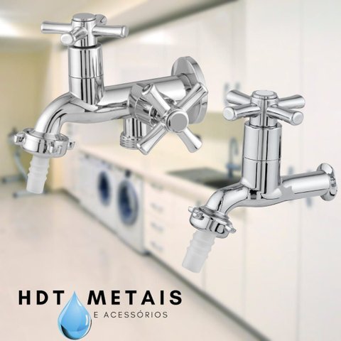 Kit 2 Torneira - Torneira 1428 P/ Maquina de Lavar C/ 2 Saídas Abs (plástico de Engenharia)+