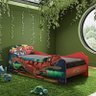 Cama Quarto Dinossauro Infantil Com Colchão 188x88 cm Vermelho - 1