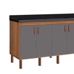 Armário Cozinha Pia Gabinete 174 Cm com 4 Portas e 3 Gavetas:avelato/cinza - 2