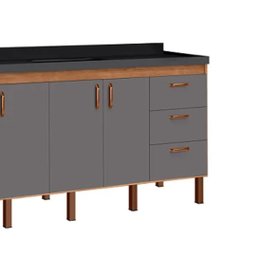 Armário Cozinha Pia Gabinete 174 Cm com 4 Portas e 3 Gavetas:avelato/cinza - 4