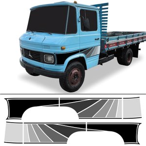 Kit Adesivo Faixa Lateral Caminhão Mercedes Benz Mb 608 Cinza Teu Adesivo
