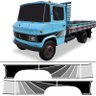 Kit Adesivo Faixa Lateral Caminhão Mercedes Benz Mb 608 Cinza Teu Adesivo - 1