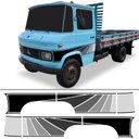 Ver imagem 1 de Kit Adesivo Faixa Lateral Caminhão Mercedes Benz Mb 608 Cinza Teu Adesivo