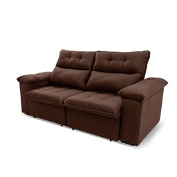 Sofá Retrátil/Reclinável Verona 2,00m Suede Velut Marrom c/ Molas no Assento - King House - 4