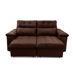Sofá Retrátil/Reclinável Verona 2,00m Suede Velut Marrom c/ Molas no Assento - King House - 5