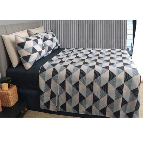 Jogo de Cama Duplo Queen 4 Peças 140 Fios 250x240cm Nico Realce Premium - Sultan
