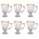 Ver imagem 1 de Jogo de 6 Xícaras de Cristal com Borda Dourada 190ml