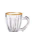 Ver imagem 3 de Jogo de 6 Xícaras em Cristal com Borda Dourado para Chá e Café 190ml