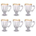 Ver imagem 1 de Jogo de 6 Xícaras em Cristal com Borda Dourado para Chá e Café 190ml