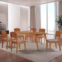Ver imagem 1 de Mesa de Jantar Copper 180cm Tampo Canto Copo Mdf com 6 Cadeiras Copper Moderna Mobília