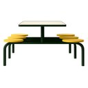 Ver imagem 3 de Mesa para Refeitório Fixa 6 Lugares MDP Branco de 25 mm - Assento Amarelo - 50203