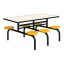 Ver imagem 4 de Mesa para Refeitório Fixa 6 Lugares Mdp Branco de 25 Mm - Assento Amarelo - 50203