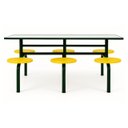 Ver imagem 2 de Mesa para Refeitório Fixa 6 Lugares MDP Branco de 25 mm - Assento Amarelo - 50203