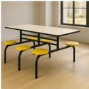 Ver imagem 7 de Mesa para Refeitório Fixa 6 Lugares Mdp Branco de 25 Mm - Assento Amarelo - 50203