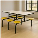 Ver imagem 7 de Mesa para Refeitório Fixa 6 Lugares MDP Branco de 25 mm - Assento Amarelo - 50203