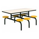 Ver imagem 4 de Mesa para Refeitório Fixa 6 Lugares MDP Branco de 25 mm - Assento Amarelo - 50203