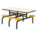 Ver imagem 1 de Mesa para Refeitório Fixa 6 Lugares MDP Branco de 25 mm - Assento Amarelo - 50203