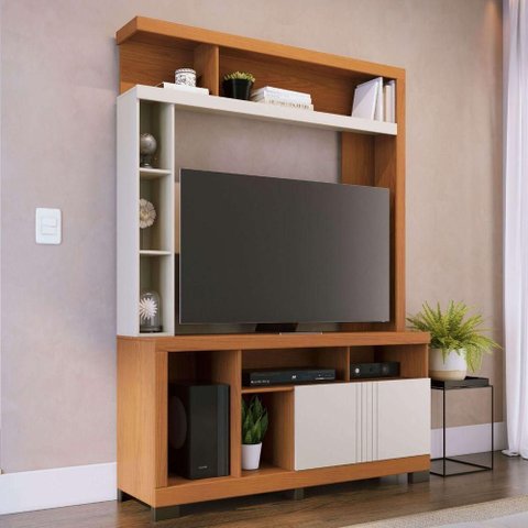 Estante Home para TV até 65 Polegadas Dália 2 Portas MDP 136,2cm Freijó Off White Matte Colibri