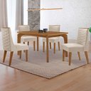 Ver imagem 1 de Mesa de Jantar Liz 120cm Mdf Canto Copo e com 4 Cadeiras Safira
