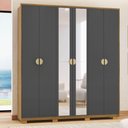 Ver imagem 1 de Conjunto de Guarda Roupa e Cômoda Casal Sigma Nature 6 Portas de Bater 4 Gavetas Nature-Alasca Vila