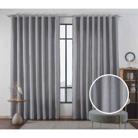 Cortina Tecido Linho 2,00m De Largura X 1,80m De Altura Grafite Para Sala Ou Quarto
