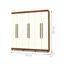 Ver imagem 3 de Guarda Roupa Casal Vale Verona 6 Portas de Bater 2 Gavetas MDP Imbuia Champanhe Vila Rica