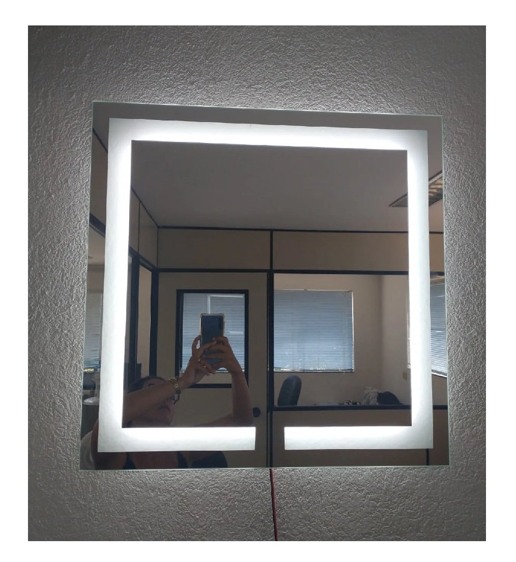 Espelho Quadrado Jateado Iluminado com Led Frio 60x60cm - 10