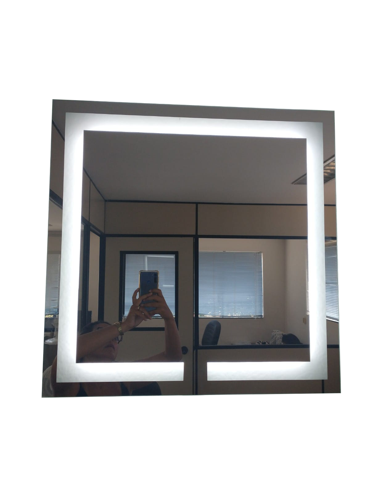 Espelho quadrado jateado iluminado com led frio 60x60cm - 4