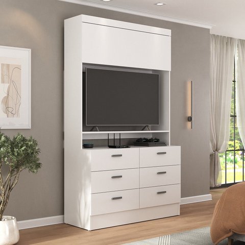 Estante para Tv 42 Polegadas 204,5cmx120cm 1 Porta 6 Gavetas Viena Espresso Móveis
