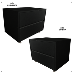 Gabinete Organizador 2 Gavetas para Banheiro Decorativo com Rodinhas em Gel 60x40x30cm Preto - 4