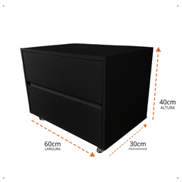 Gabinete Organizador 2 Gavetas para Banheiro Decorativo com Rodinhas em Gel 60x40x30cm Preto - 2