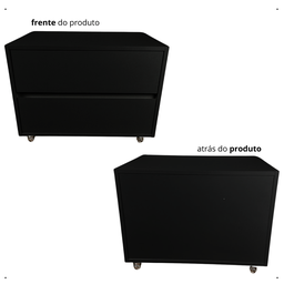 Gabinete Organizador 2 Gavetas para Banheiro Decorativo com Rodinhas em Gel 60x40x30cm Preto - 5