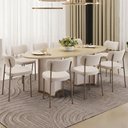 Ver imagem 2 de Mesa de Jantar 8 Lugares Orgânica Elipse Tampo com Vidro 218cm Monet D05 Off White Dourado - Lyam de
