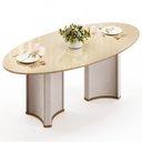 Ver imagem 6 de Mesa de Jantar 8 Lugares Orgânica Elipse Tampo com Vidro 218cm Monet D05 Off White Dourado - Lyam de