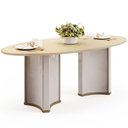 Ver imagem 7 de Mesa de Jantar 8 Lugares Orgânica Elipse Tampo com Vidro 218cm Monet D05 Off White Dourado - Lyam de