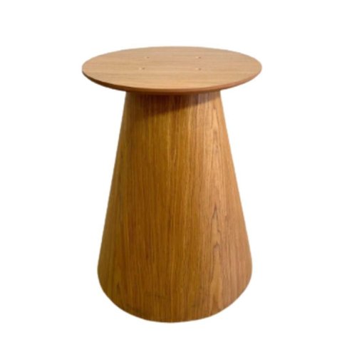Base de Mesa Cone Redonda 60cm a 100cm Fiberboard com Acabamento em Lâmina de Madeira Natural