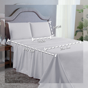 Ver imagem 3 de Kit Jogo de Cama 400 Fios King 4 Peças Hotel Pousada Tecido Acetinado 40cm Altura:branco