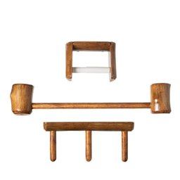 Suportes Kit Banheiro em Madeira Rústica Conjunto 3 Peças - 1